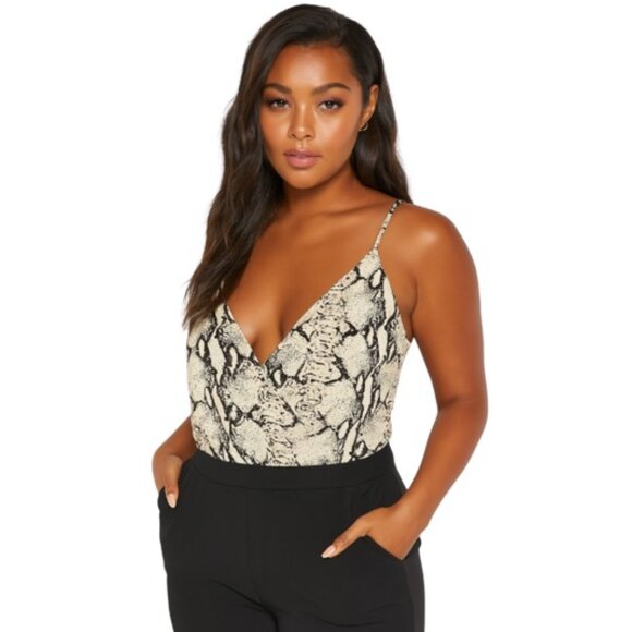 Tobi Tough To Take Down Small V Neck Snakeskin Bodysuit NWT - Picture 1 of 5